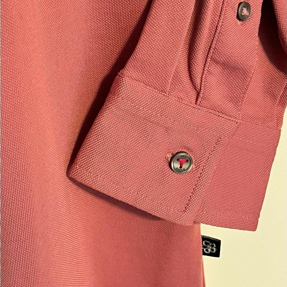 NWT Ted Baker Rigby Pique Long sleeve button down pink salmon shirt size 4 Med - Picture 8 of 16